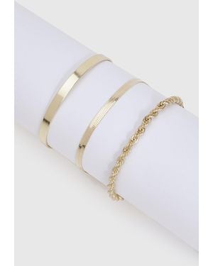 Boohoo Delicate Bangle Bracelet 3 Pack - Metálico
