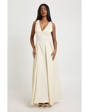 Boohoo Structured Skater Maxi Dress - White