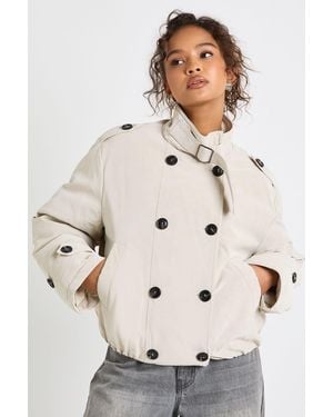 Boohoo Funnel Neck Puffer Trench Coat - Neutro