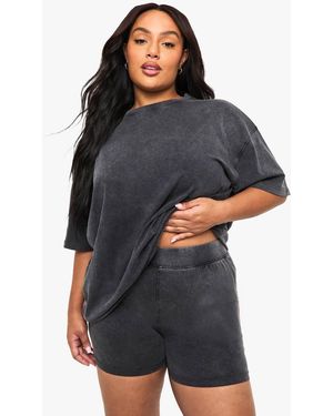 Boohoo Plus Acid Wash Cycling Short - Gray