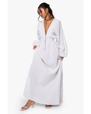 Boohoo Vestido Maxi Escotado De Estopilla - Blanco