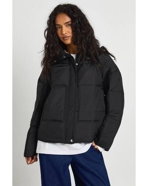 Boohoo Square Quilted Puffer Jacket - Black