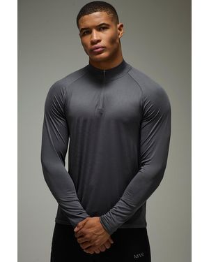 Boohoo Active Lightweight Essentials Gym Raglan Regular Fit 1/4 Zip - Grey