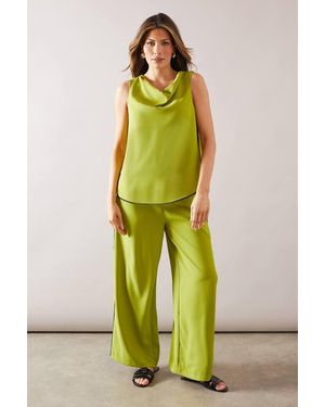 Wallis Contrast Stripe Cowl Top - Green
