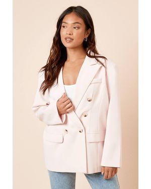 Dorothy Perkins Petite Oversized Double Breasted Blazer - Natural