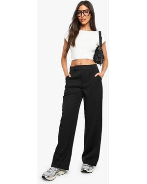 Boohoo Tailored Straight Leg Pants - Black