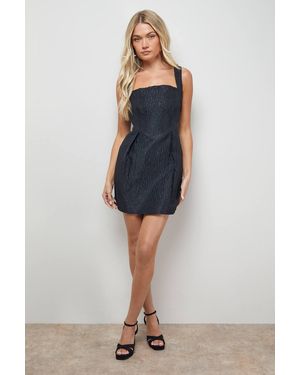 Oasis Crinkle Structured Strappy Mini Dress - Blue