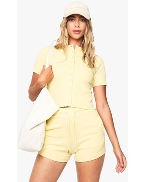 Boohoo Button Up Short Sleeved Short Co-Ord - Yellow
