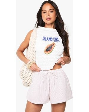 Boohoo Woven Flippy Stripe Short - White