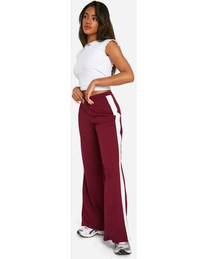 Boohoo Stripe Side Wide Leg Trouser - Red