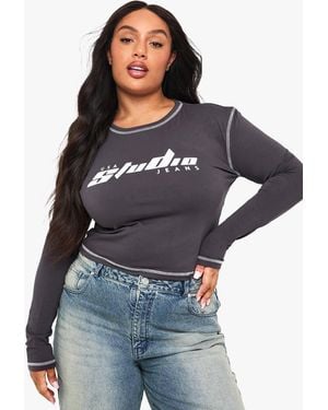 Boohoo Plus Ny Sport Contrast Long Sleeved T-Shirt - Black