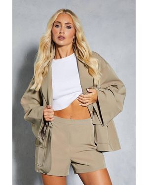 MissPap Tailored Kimono Sleeve Oversized Blazer - Gray