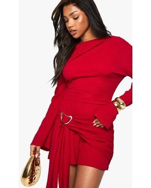 Boohoo Textured Asymmetric Romper