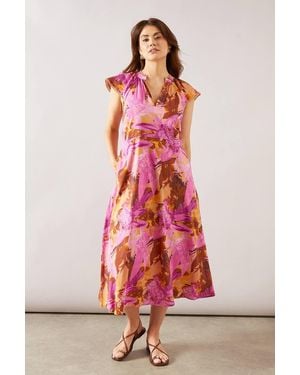 Wallis Tropical Print Smock Dress - Red