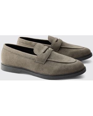 BoohooMAN Loafer aus Wildlederimitat - Grau