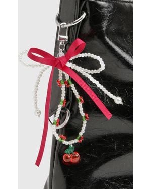Boohoo Cherry Beaded Bow Bag Charm - Red