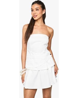 Boohoo Tailored Wrap Bandeau Mini Dress - White