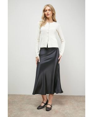 Oasis Bias Cut Satin Midi Skirt - White