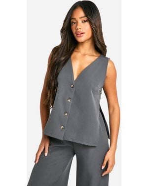Boohoo Woven Tab Side Swing Waistcoat - Gray