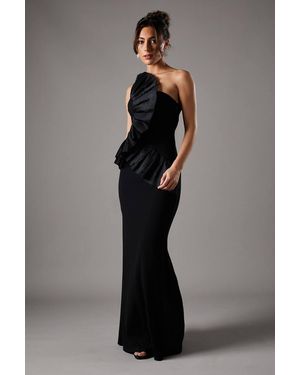 Coast Pleated Front One Shoulder Gown - Gray