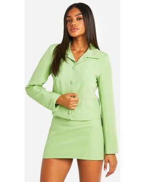 Boohoo Fitted Longline Crop Blazer - Green