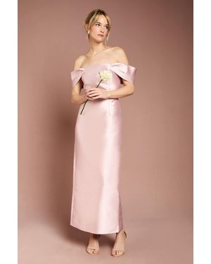 Coast Honoured Twill Bardot Column Midi Bridesmaid Dress - Pink