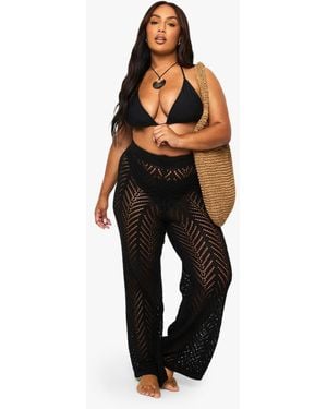 Boohoo Plus Beach Knit Maxi Skirt - Black