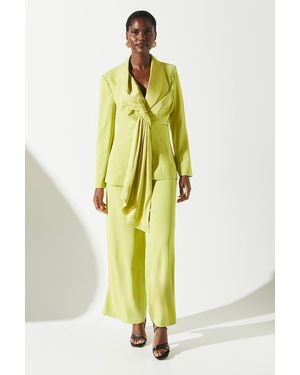 Coast Wide Leg Trouser With Satin Pleated Waistband - Green