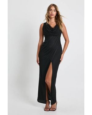 Boohoo Mesh Wrap Cowl Maxi Dress - Black