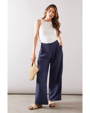 Wallis Wide Leg Pleat Detail Trouser - Blue