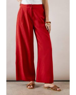 Wallis Petite Pleated Straight Leg Trouser - Red