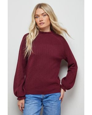 Oasis Ruffle Cuff And Collar Sweater - Red