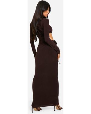 boohoo textured cut out maxi dress Textured Split Cut Out Maxi Dress