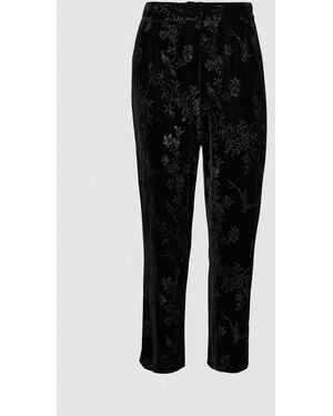 Wallis Curve Floral Velvet Tapered Pants - Black