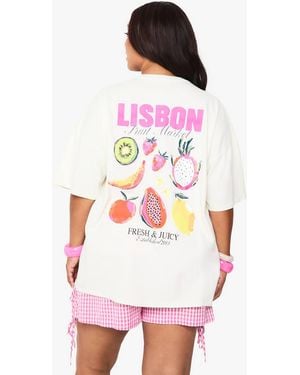 Boohoo Plus Lisbon Fruit Oversized T-Shirt - White