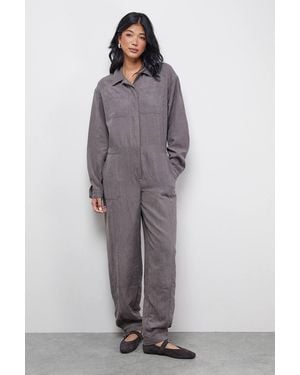 Warehouse Peach Satin Utility Boilersuit Jumpsuit - Gray