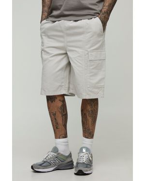 Boohoo Tall Relaxed Fit Seam Detail Extended Drawcord Cargo Shorts - Grey
