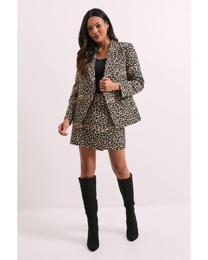 Dorothy Perkins Leopard Wrap Mini Skirt - Natural