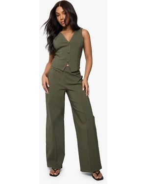 Boohoo Super Stretch Waistcoat & Seam Front Straight Leg Pants - Green