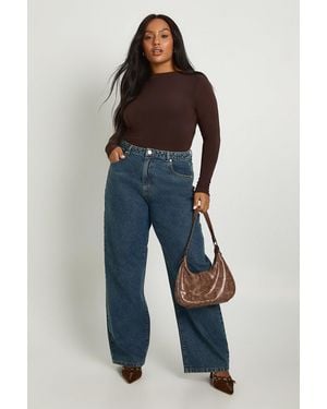 Boohoo Plus Double Layer Slinky Long Sleeve T-Shirt - Blue