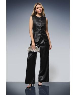 Dorothy Perkins Textured Satin Longline Waistcoat - Blue