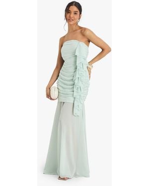 Boohoo Chiffon Ruched Maxi Dress - White