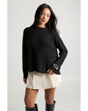 Boohoo Open Back Knitted Crew Neck Jumper - Negro