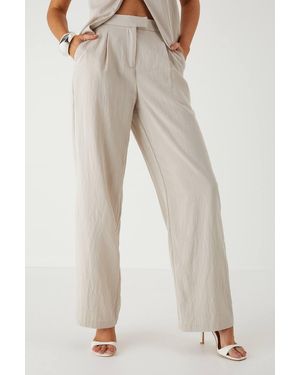 MissPap Twill Wide Leg Tailored Trouser - Natural