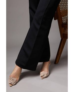 Coast Venessia Clear Vinyl Diamante Corsage Detail Heeled Court Shoes - Black