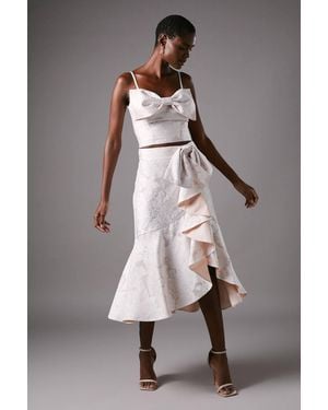 Coast Bow Detail Asymmetric Skirt - Natural