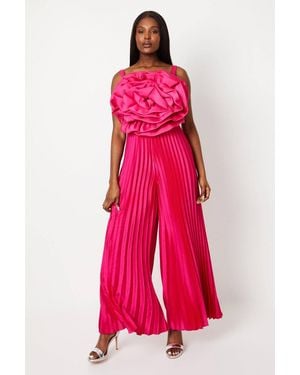 Coast Rose Bodice Pleated Leg Jumpsuit - Pink