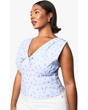 Boohoo Plus Ditsy Tie Detail Corset Top - White