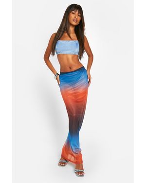 Boohoo Falda Maxi De Malla En Degradado - Naranja