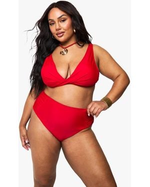 Boohoo Plus Tummy Control Bikini Bottoms - Red